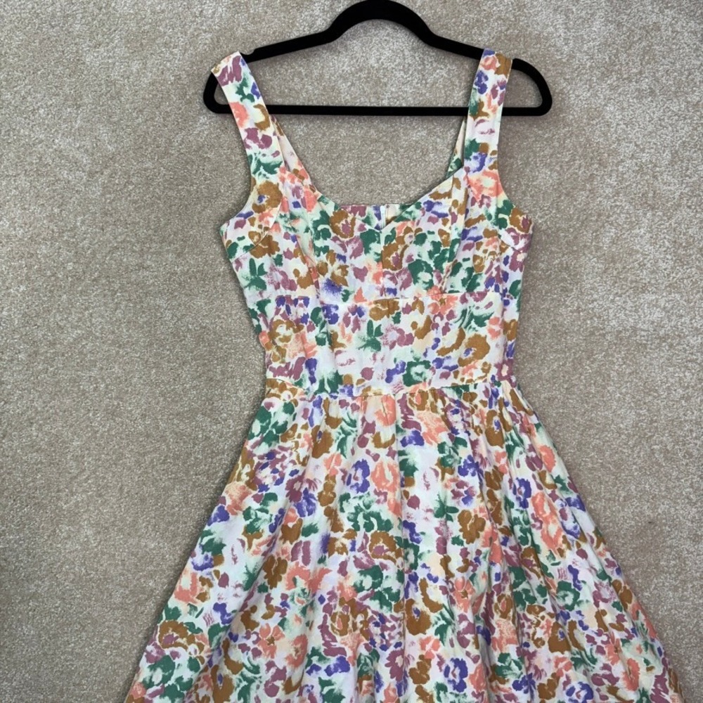 VINTAGE ALAIN TOUSSAINT Floral Midi Dress Women's 10 Petite 10P 90s Cottagecore - Picture 3 of 9